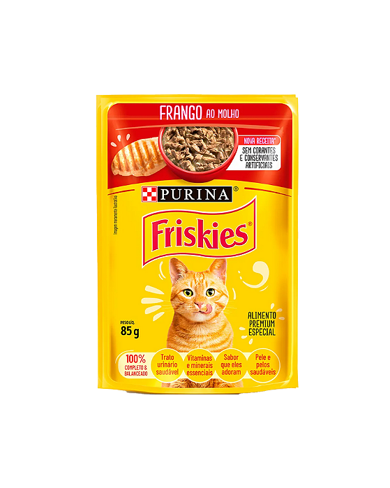 Ração Úmida Purina Nestlé Friskies Para Gatos Adultos Frango Ao Molho 85g