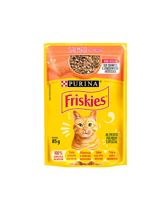 Ração Úmida Purina Nestlé Friskies Para Gatos Adultos Salmão Ao Molho 85g