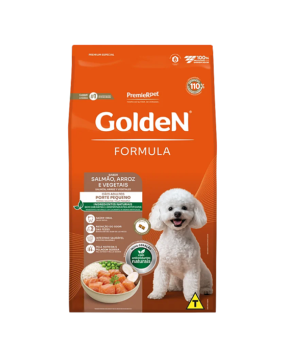 Ração Golden Formula para Cães Adultos Pequenas Raças Sabor Salmão e Arroz