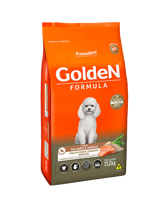 Ração Golden Formula para Cães Adultos Pequenas Raças Sabor Salmão e Arroz