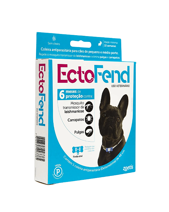 Coleira antiparasitária Ectofend azul para cães de porte Pequeno/Medio - 48 cm azul