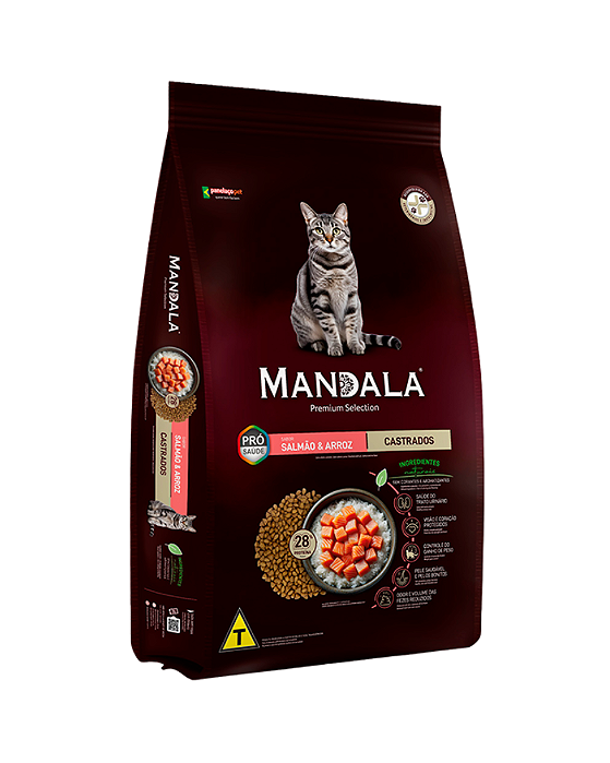 Ração Mandala Gato Castrado Salmão Arroz 10,1kg