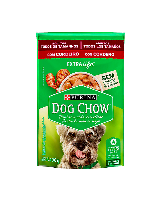 Sachê Dog Chow para Cães Adultos Sabor Cordeiro 100g