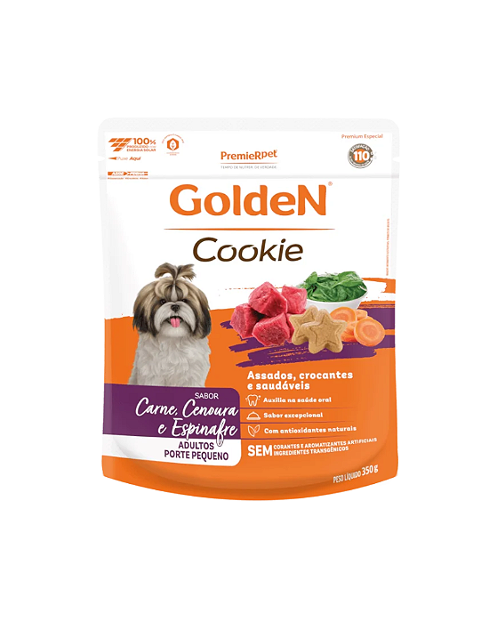 Cookie Golden para Cães Adultos Sabor Carne, Cenoura e Espinafre 350g