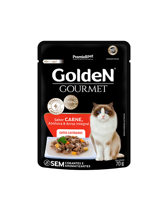 Sachê Golden Gourmet Gatos Castrados Carne 70 g
