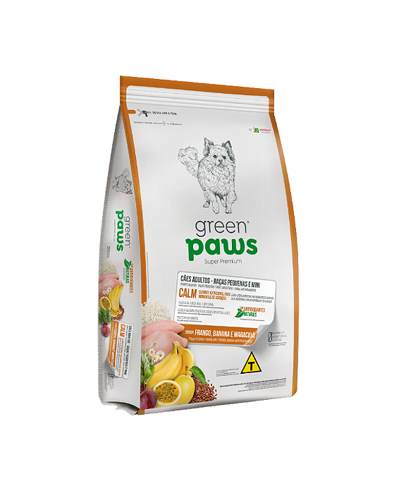 Ração Green Paws para Cães Adultos Pequenos Porte Sabor Frango, Banana e Maracujá