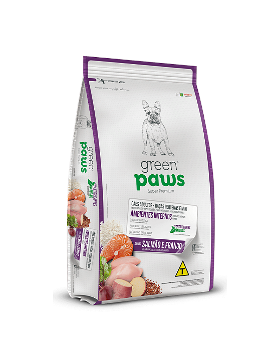Ração Green Paws para Cães Adultos Pequeno Porte Sabor Salmão e Frango