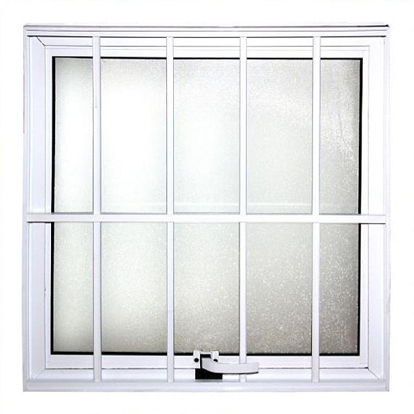 Janela de Alumínio Branco Vitro Maxim Ar Vidro Mini-Boreal Com Grade 60 X 60 - Komorek