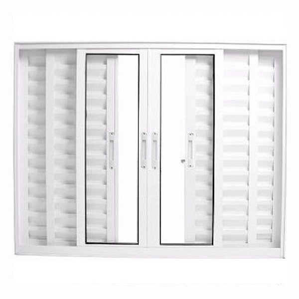Janela Veneziana 6 Folhas Alumínio Branco Linha 25