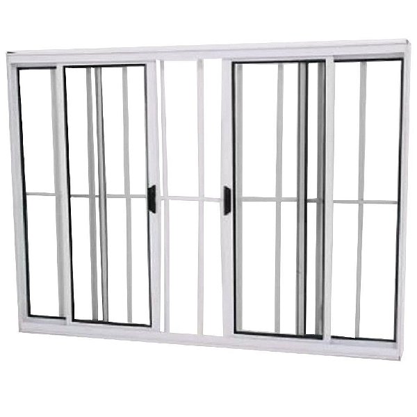 Janela Vitro 4 Folhas Alumínio Branco Modular com Grade