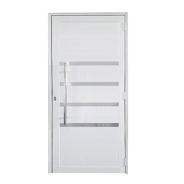 Porta Lambril de Alumínio Branco com Puxador e Friso Linha Roma