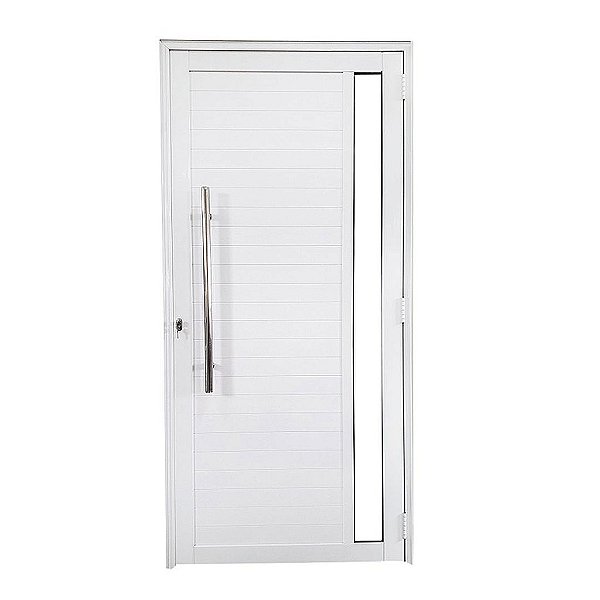 Porta Lambril de Alumínio Branco com Puxador e Vidro Linha Roma
