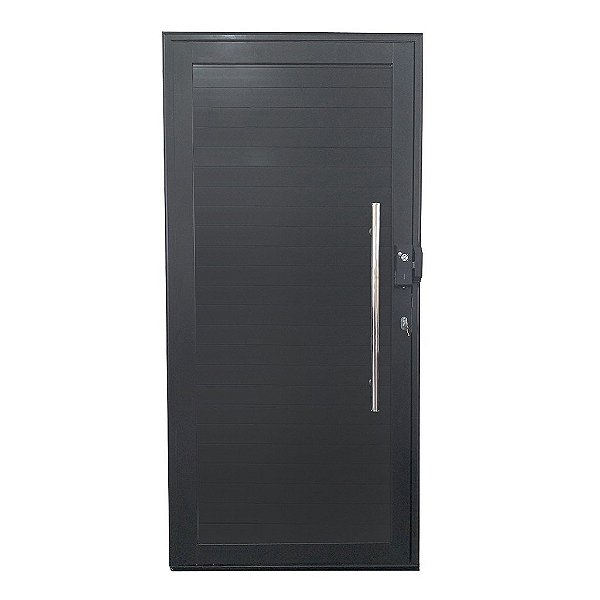 Porta Pivotante de Alumínio Preto Com Puxador com Fechadura Digital Linha Roma