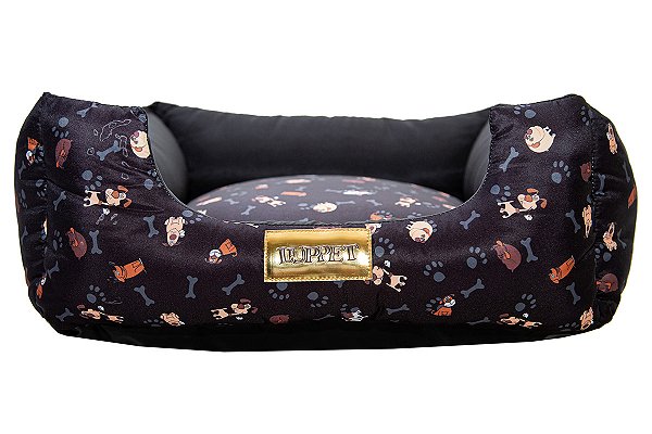 Cama Quadrada para Cachorro ou Gato Luppet Preto Cachorro