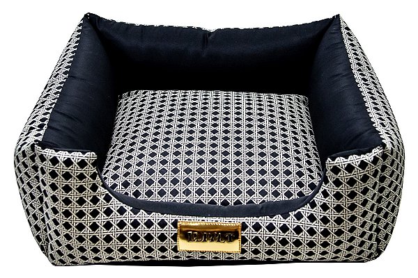 Cama Quadrada para Cachorro ou Gato Luppet Luxo Preto Vime