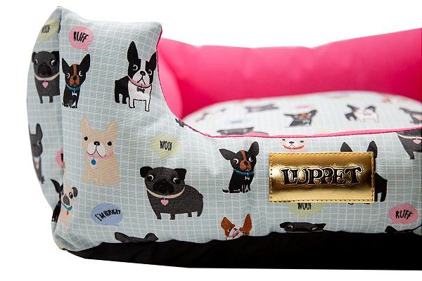 Cama para Cachorro Quadrada Impermeável Luppet Rosa Cachorrinho b2w