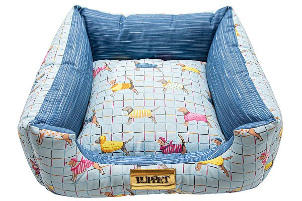 Cama para Cachorro Quadrada Impermeável Luppet Azul Pets