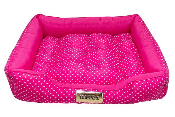 Cama Retangular Luxo Rosa Poá para Cachorro ou Gato