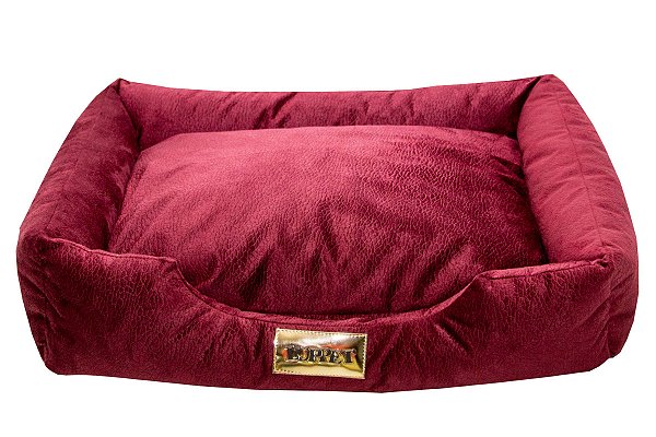 Cama Retangular Super Luxo  Cor Bordo para Cachorro ou Gato