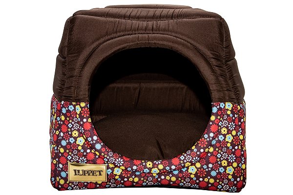 Cama Iglu e Toca Para Cachorro  Luxo Marrom Floral