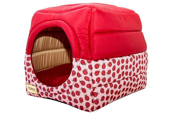 Cama Iglu e Toca Para Cachorro Luxo Vermelho Joaninha