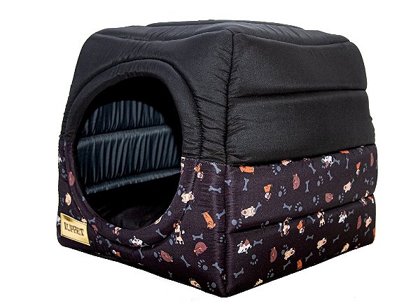 Cama Iglu e Toca Para Cachorro  Luxo Preto Cachorro