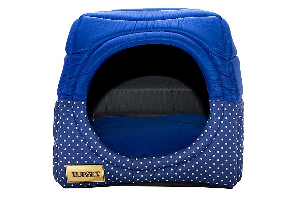 Cama Iglu e Toca Para Cachorro Luxo Azul Poa