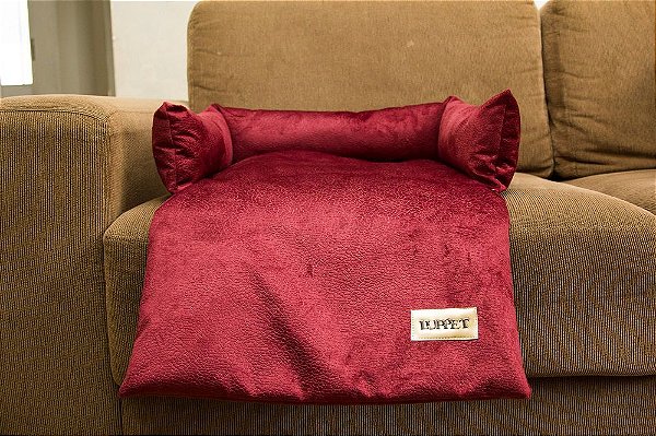Manta cor Bordo para Sofá Luppet com encosto para Cachorro ou Gato