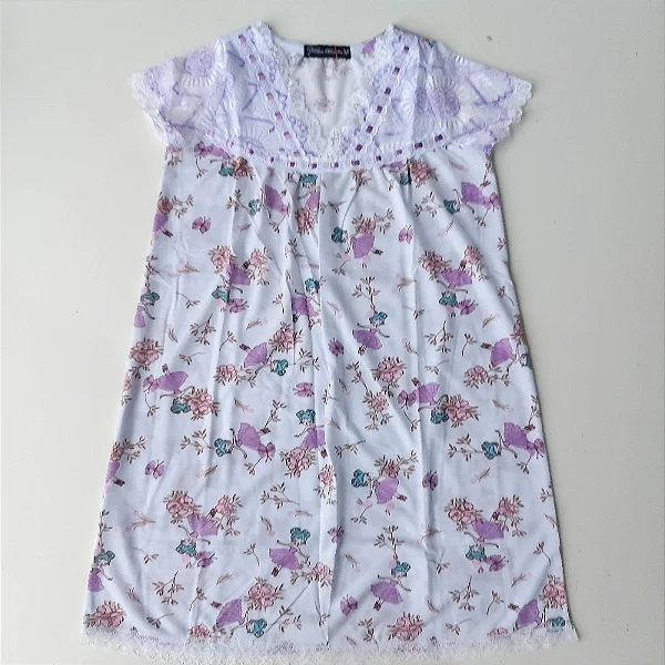 Camisola Delicada infantil estampa Bailarina | Manga na renda Lilás