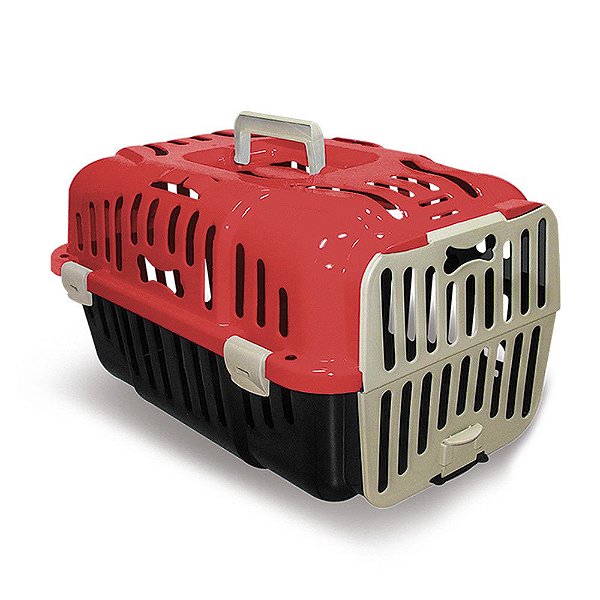 Caixa de Transporte Gato Cachorro Pequeno Porte N1 Vermelha