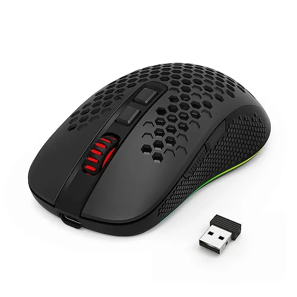 Mouse Sem Fio Gamer Redragon Hana M694 RGB, 7200 DPI, Ambidestro, 1000Hz, USB Tipo-C, Preto - M694-RGB