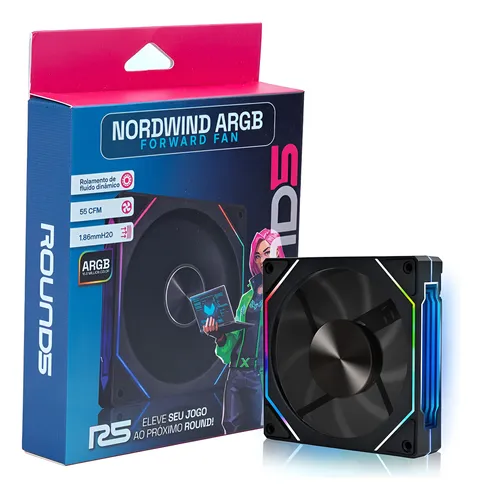 Fan Gamer Round5 Nordwind Forward Argb Preto 120mm Pwm