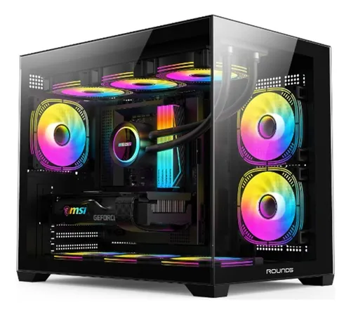 Gabinete Gamer Round5 Blast M-atx Vidro Aquario Cubo S/fan