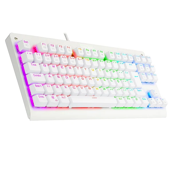 Teclado Mecânico Gamer Redragon Dark Avenger Lunar K568 RGB, Switch Red, ABNT2, TKL, White