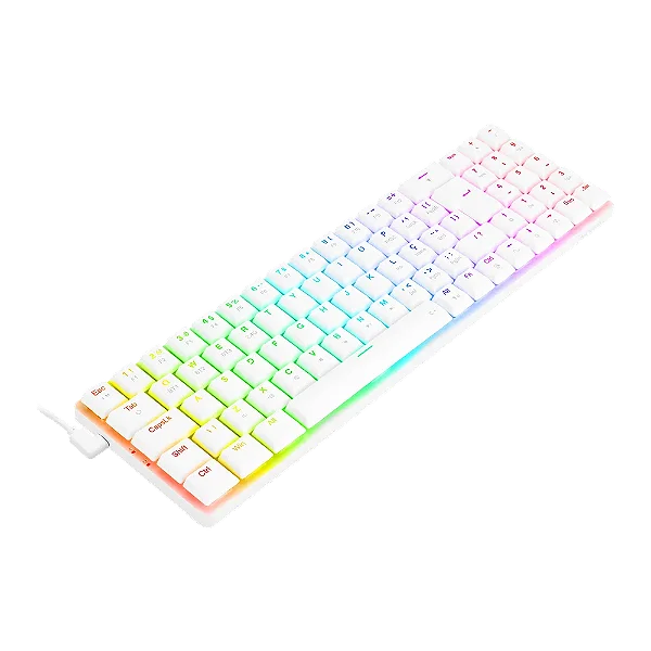 Teclado Mecanico Gamer Ashe RGB Branco Switch Red