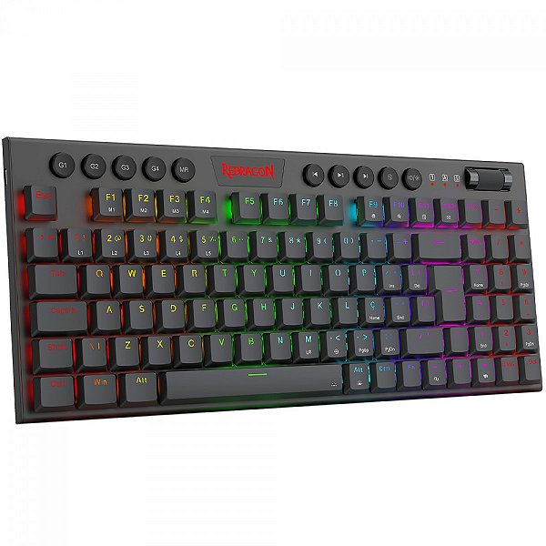 Teclado Mecânico Gamer Redragon Yi, Low-Profile, RGB, Switch Brown, 96%, ABNT2, Black, K625P-KB (PT-BROWN)
