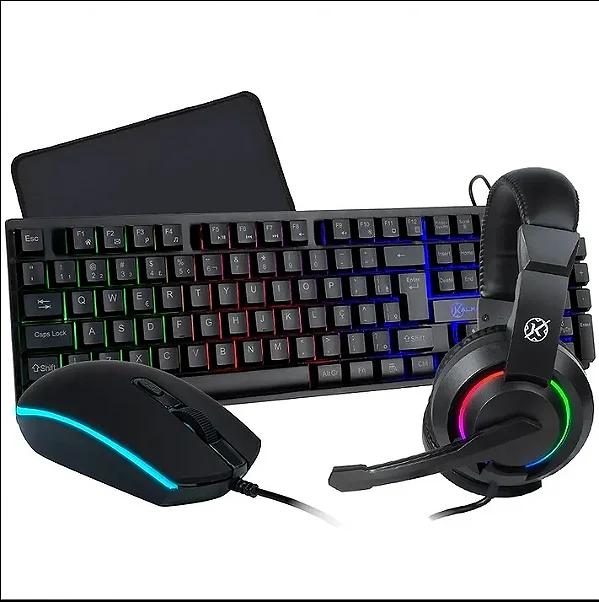 Kit Combo 4x1 Mouse Teclado Headset Kalkan Preto