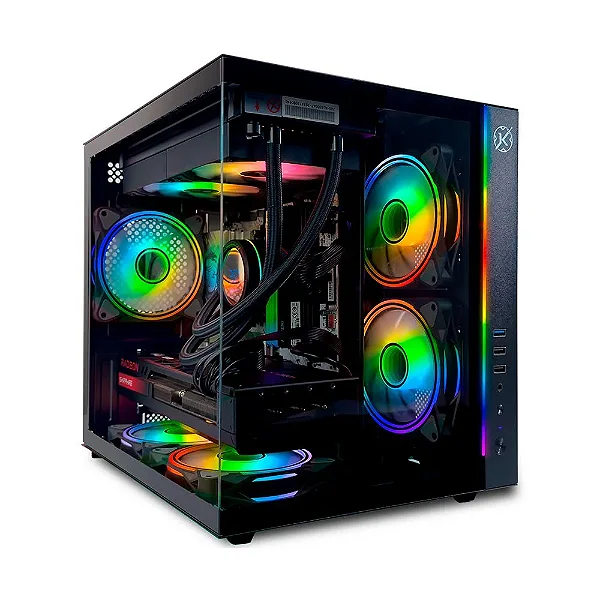 Gabinete Gamer Kalkan Midgard RGB Micro Atx Aquário Sem Fans Preto