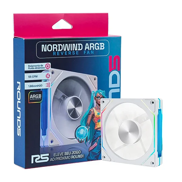 Fan Round5 Nordwind Reverse 120mm Pwm ARGB Branco