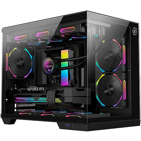 Gabinete Gamer Kalkan Saga, M-ATX, Mid Tower, Lateral em Vidro Temperado, Sem Fans, Preto