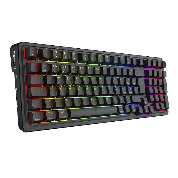 Teclado Mecanico Gamer Eisa Pro RGB Wireless Switch Manbo Redragon Preto