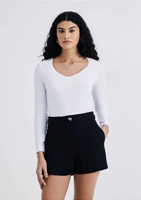 HERING BLUSA BÁSICA FEMINIA MANGA LONGA SLIM DECOTE V