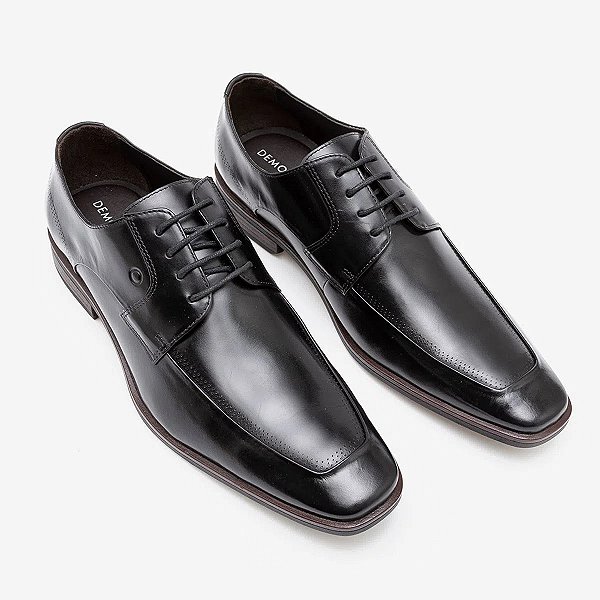 DEMOCRATA SAPATOS MASC PRETO COURO BOVINO  SOLADO BORRACHA