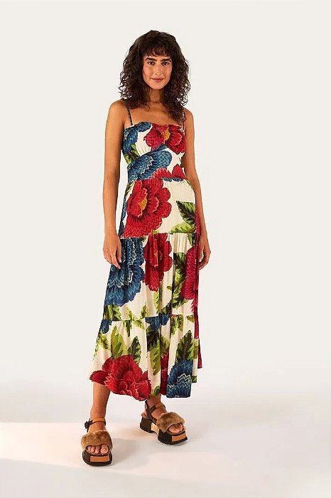 FARM VESTIDO ALCAS DINAMARCA FLORAL