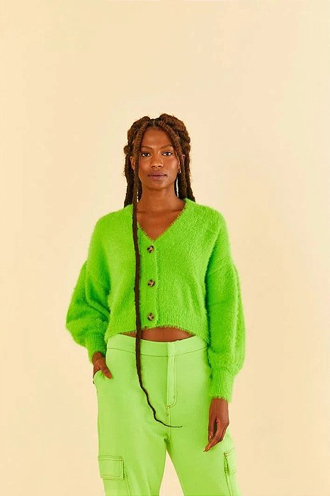 FARM CARDIGAN CURTO TRICOT PELINHO