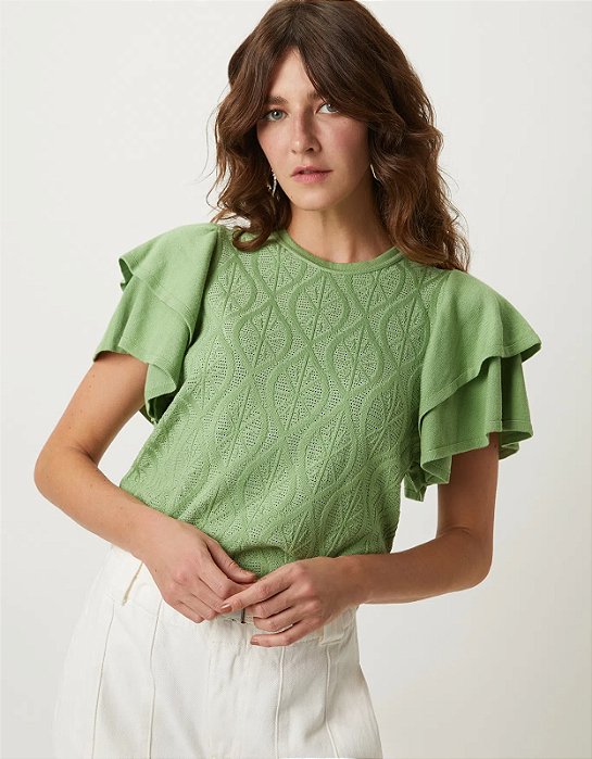 SHOULDER BLUSA TRICOT LIMAO