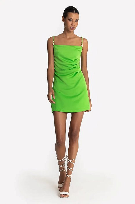 SLY VESTIDO CURTO COM ALÇAS FINAS EM ALFAIATARIA ACETINADA