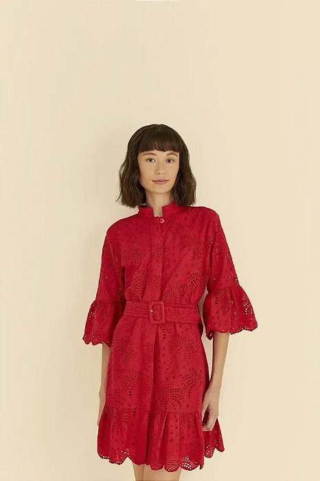 FARM VESTIDO CURTO LAISE COQUEIRO VERMELHO