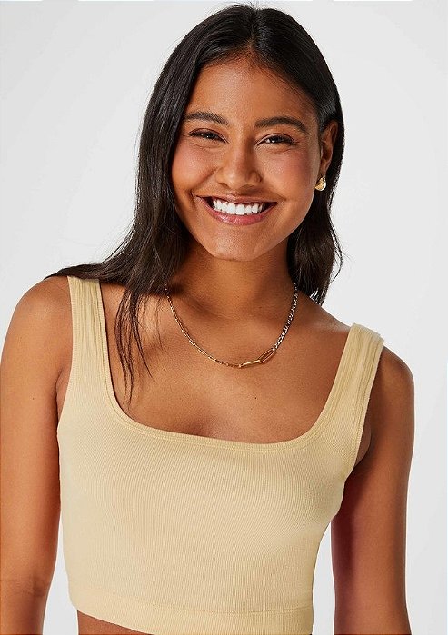 HERING REGATA FEMININA CROPPED DECOTE QUADRADO EM RIBANA - MARROM