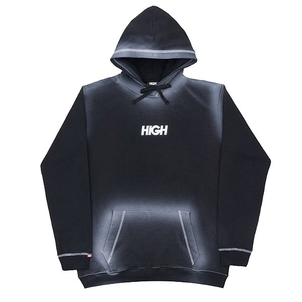 HIGH BLEACHED HOODIE LOGO BLACK
